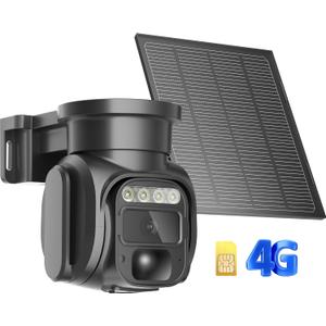 KKB 4G LTE Cellular Security Cameras Wireless Outdoor, No WiFi Solar Security Camera, 2K HD Cam Color Night Vision, 2-Way Audio, 355 Live View, PIR Motion Sensor (SIM Card Included)