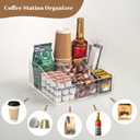 BEYGORM Acrylic Coffee Bar Station Organizer for Countertop, Office Breakroom Clear Snack Tea Storage Accessories Holder for Kcup Pod Condiment Cup Sugar Creamer Syrup, Coffee Gift for Coffee Lovers