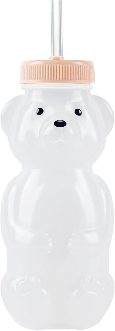 Mootikar Honey Bear Straw Cups for Babies 1 pack, 8oz straw bear cup with improved safety lid design, honeybear baby cup straw, Leak-Proof & Food-Grade & BPA Free (PINK)