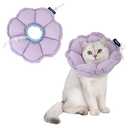 Soft Cat Cone Collar, Cute Adjustable Cat Recovery Collar, Elizabethan Collar That can Protect Head and Foot Wounds, Purple Flower All-Season Style