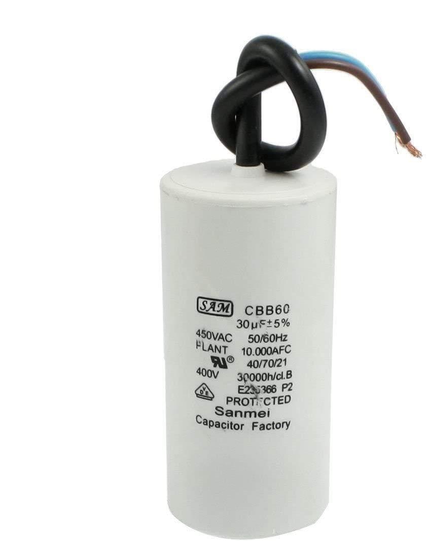 CBB60 Motor AC 450V 30uF Running Capacitor w 2 Lead Wires US Ship