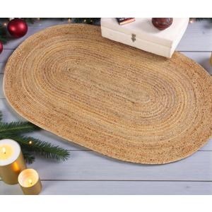 MDS Pack of 1 Handwoven Braided Jute Area Rug 3x5 feet Oval - 100% Natural Burlap Reversible Accent Rugs for Home Decor, Living Room, Doormat, Kitchen, Entryway Rug, Rustic, Farmhouse (3'x5')