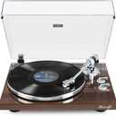 Turntables Belt-Drive Record Player with Wireless Output Connectivity, Vinyl Player Support 33&45 RPM Speed Phono Line USB Digital to PC Recording with Advanced Magnetic Cartridge&Counterweight (Dark Brown)