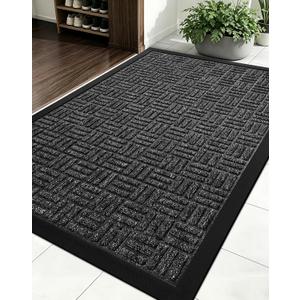 Mibao Front Door Mat, Heavy Duty Durable Welcome Mat for Outdoor Indoor, Dirt Trapper Waterproof Super Absorbent Door Mat for Entryway Outside Patio Porch, 29.5" x 17", Grey