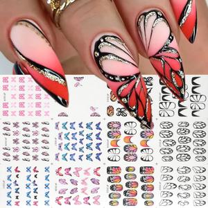 12Pcs Butterfly Nail Stickers Decals 3D Water Transfer Butterflies Nail Decals Colorful Romantic Butterfly Design Nail Supplies Spring Summer Butterfly Wings Nail Sliders Stickers for Women DIY Decor