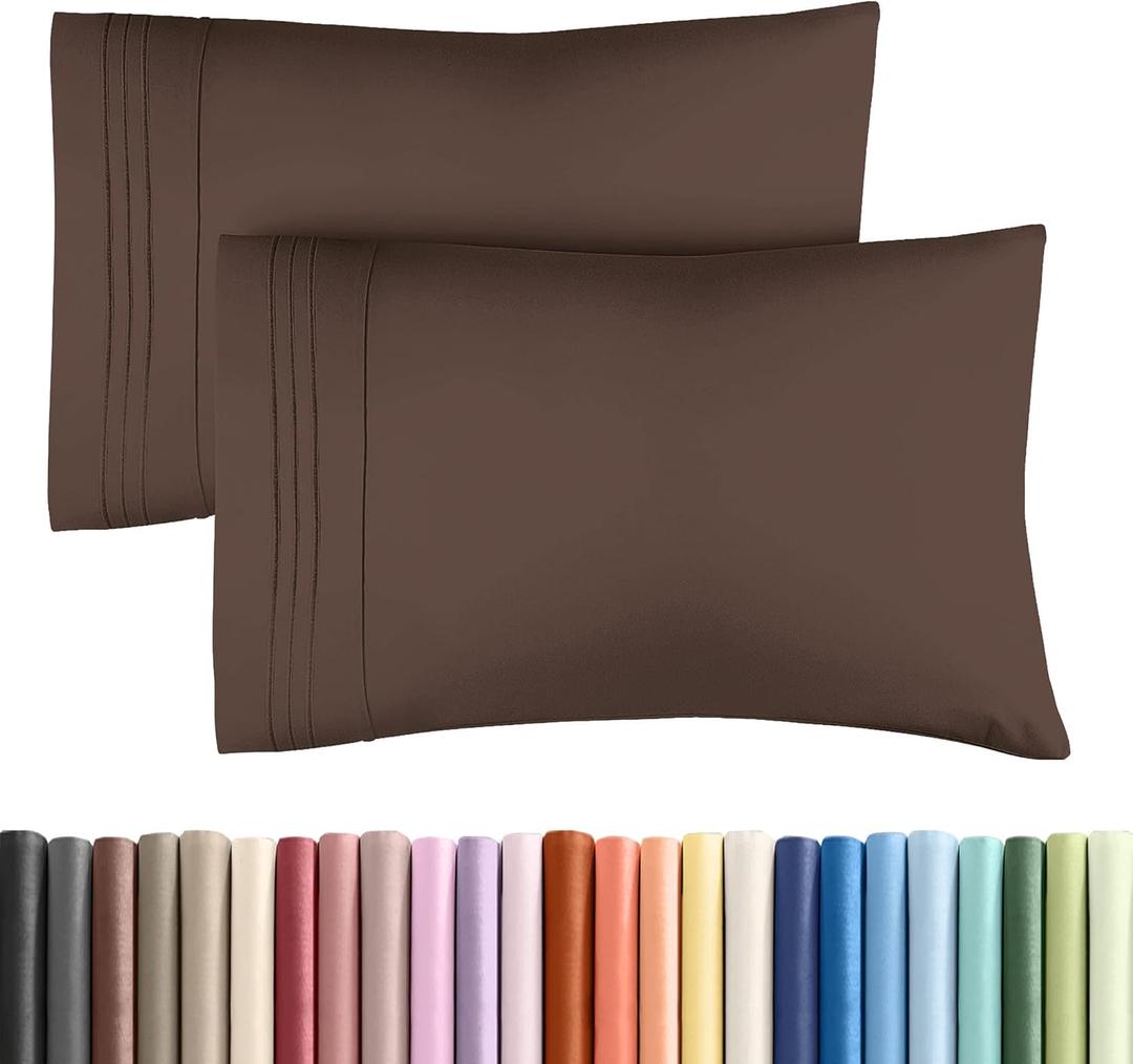King Pillow Cases Set of 2 - Ultra Soft Hotel Quality Pillowcase Covers - Comfy, Cozy & Wrinkle Free - Shrinkage, Stain and Fade Resistant - Machine Washable Pillow Protectors - 2 Piece Set - Brown
