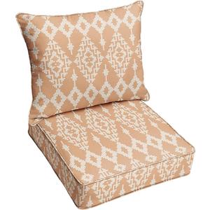 Sorra Home Deep Seating Cushion Set with Lumbar Pillow - Outdoor Chair Pad & Back Pillow, Water & Fade Resistant for Patio Furniture with Plush Foam - Folklore Sorbet (30" x 27" x 5"), 27in x 30in x 5in