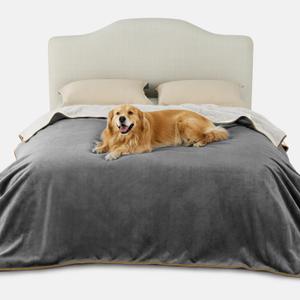Bedsure Waterproof Dog Blankets for Small Dogs - Small Cat Blanket Washable for Couch Protection, Sherpa Fleece Puppy Blanket, Soft Plush Reversible Throw Furniture Protector, 25"X35", Grey (S(25x35")