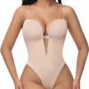 SHAPSHE Low Back Plunge Shapewear Backless Bra Deep V Neck Body Shaper Bodysuit Seamless Thong Open Crotch Daily Use