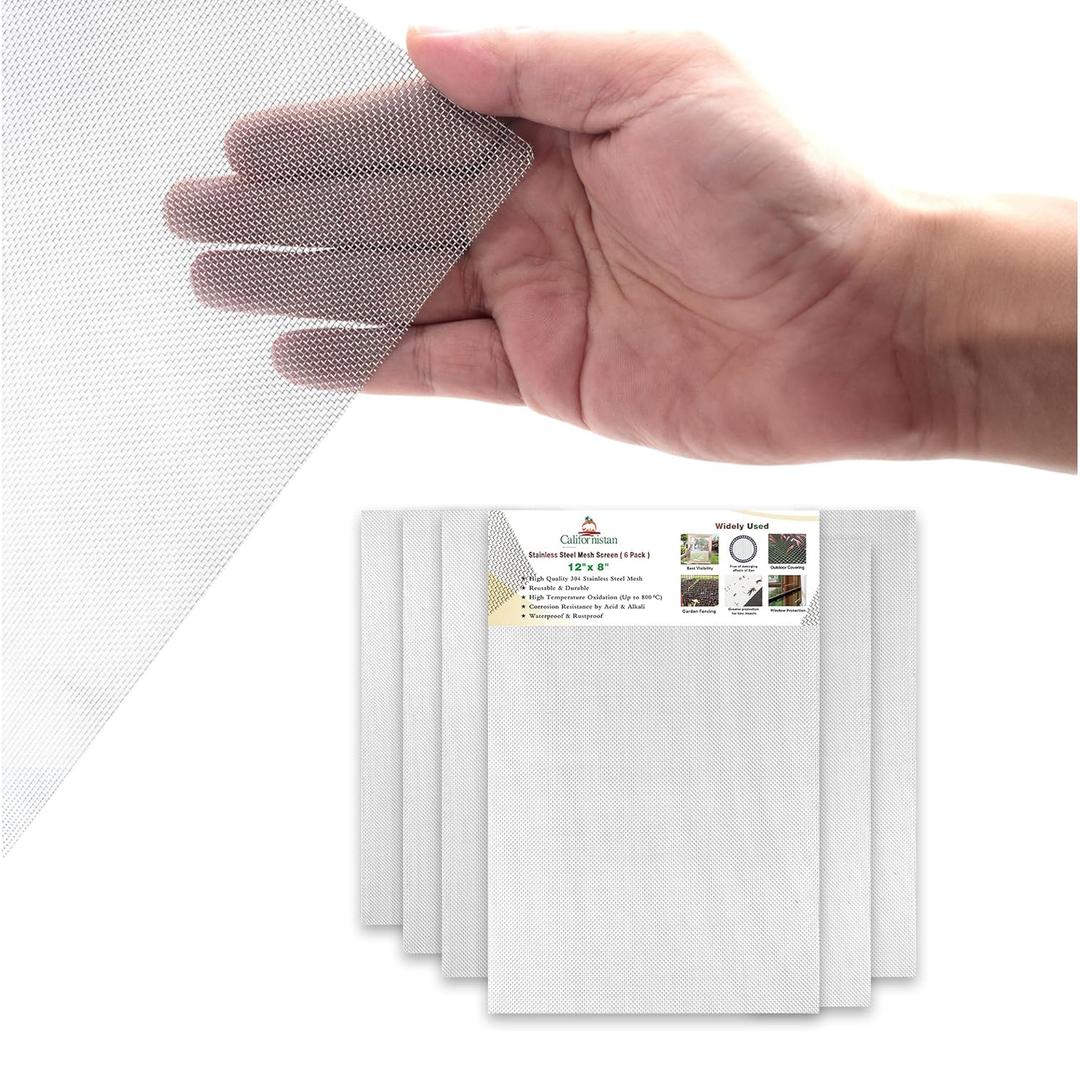 6-Pack Wire Mesh Screen 128 Inch  20 Mesh Stainless Steel Durable, Easy to Cut, Smooth Edges & Rust-Proof  Ideal Metal Mesh Screen for DIY Projects, Windows, Vent, Filter, Garden etc
