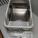 Henkelion Stainless Steel Cat Litter Box with Lid, 20" L x 14.2" W x 11.8" H, Extra Large Litter Box for Big Cats with High Sided, Anti-Urine Leakage, Easy Cleaning, Include Cat Mat and Scoop