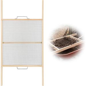 Large Soil Sifter – 0.24" Mesh, Heavy-Duty Wood Frame, Fast Bulk Sifting 