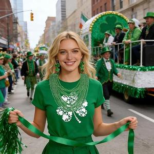 GONOSEED 200 PCS St Patricks Day Accessories for Women St Patricks Day Necklace Bulk Green Beads St Pattys Accessories Decorations Party Favor