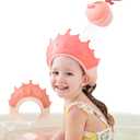 Shower Cap Children, Baby Safe Shampoo Cap, Baby Adjustable Shampoo Protection, Shampoo Protection for Children, Washing Hair without Tears, for 0-9 Years Crown (Red)