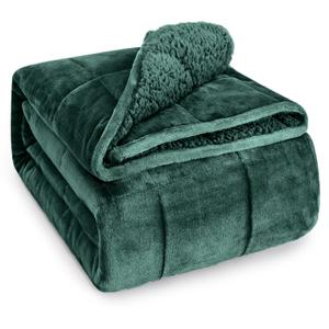 Wemore Sherpa Fleece Weighted Blanket for Adult 20 lbs Queen 60"x80" Green