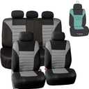 FH Group Automotive Car Seat Covers Full Set Premium 3D Air Mesh Front Seat Covers, Airbag Compatible & Split Bench Cover Universal Fit Interior Accessories for Cars Trucks and SUVs - Gray