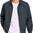 Men's Lightweight Zip Up Jacket Eisenhower Work Office Jackets Casual Golf Outwear size, Navy Blue, Large