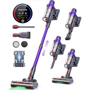 Cordless Vacuum Cleaner, 550W 45KPA 60 Mins Runtime Vacuum Cleaners for Home, Stick Vacuum with Self-Standing, Wall Mount Charging and Intelligent Auto Mode, Handheld Vacuum for Pet Hair/Carpet/Floor