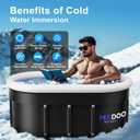 Wxtkkom XL 132 Gallon Oval Cold Plunge Tub with Air Inflatable Ring, Collapsible Ice Bath Pool, Multi-Layer Portable Drop-In Bathtubs with Cover, Ideal for Athlete Recovery, Indoor Gym & Outdoor