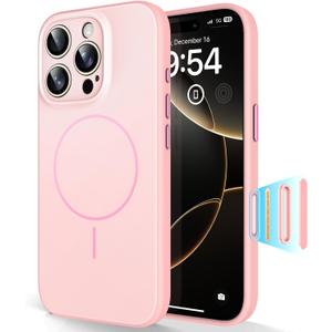 TAURI for iPhone 16 Pro Max Case, Upgrade Full Camera Protection, Camera Control, Compatible with Magsafe, Minimalist Slimmer Magnetic Phone Case for iPhone 16 Pro Max, Pink