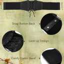 SANSTHS Corset Belt for Women, Vintage Lace-up Waspie Elastic Cincher Waist Dresses Belt for Halloween Costume Parties (Black)