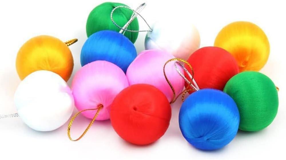 12PCS/24PCS Colorful Satin Silk Yarn Balls 1.18/1.57/1.96/2.36Inch Christmas Ball Ornaments for Christmas Tree Hanging Decoration Holiday Wedding Party Supplies (4cm/6color/12pcs)