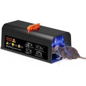 Electric Mouse Trap Zapper, Rat Traps Indoor for Home, Electronic Humane Mouse Killer, Effective Rat Zapper for Rodent and Mice - No Touch Reusable Mice Trap to Protect Your Home (black)