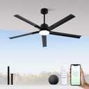 Minislak 62 Inch Smart Ceiling Fan with Light and Remote,Industrial Ceiling Fan with 5 Aluminum Blades,6 Speed,3CCT,Quiet DC Motor Indoor Outdoor Fan for Patio,Living Room,Bedroom