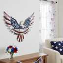 Large American Eagle Patriotic Wall Decor, 4th of July Decoration Metal Wall Art for Independence Day , 24" American Flag Bald Eagle Hanging Sculpture, Handmade Centerpiece for Indoor Bedroom Office Outdoor Decorations
