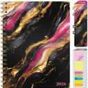 HARDCOVER 2026 Planner, 8.5"x11": 14 Months (November 2025 - December 2026), Daily Weekly Monthly Planner, Yearly Agenda, Bookmark, Pocket Folder and Sticky Note Set (Dark Gold Marble)