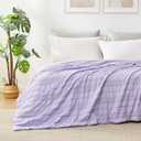 Cozy Bliss Seersucker Cooling Comforter Queen Size, Q-Max 0.45 Reversible Lightweight Cooling Blanket, Breathable Silk Smooth Summer Bedding Quilt for Hot Sleepers Night Sweats Purple