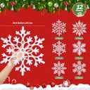 Fovths 12 Pieces Large White Snowflake Ornaments 15.8 Inches Plastic Christmas Snowflakes Decorations Glittered Hanging Snowflakes for Christmas Tree Indoor Outdoor Window Room Decor
