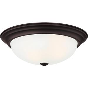 DESIGNERS FOUNTAIN Reedley 2-Lights Flush Mount Ceiling Light, 11 Inch Lighting Fixture for Kitchen, Bedroom, Bathroom, and Hallway, Oil Rubbed Bronze with Etched Glass, 1257S-ORB-W