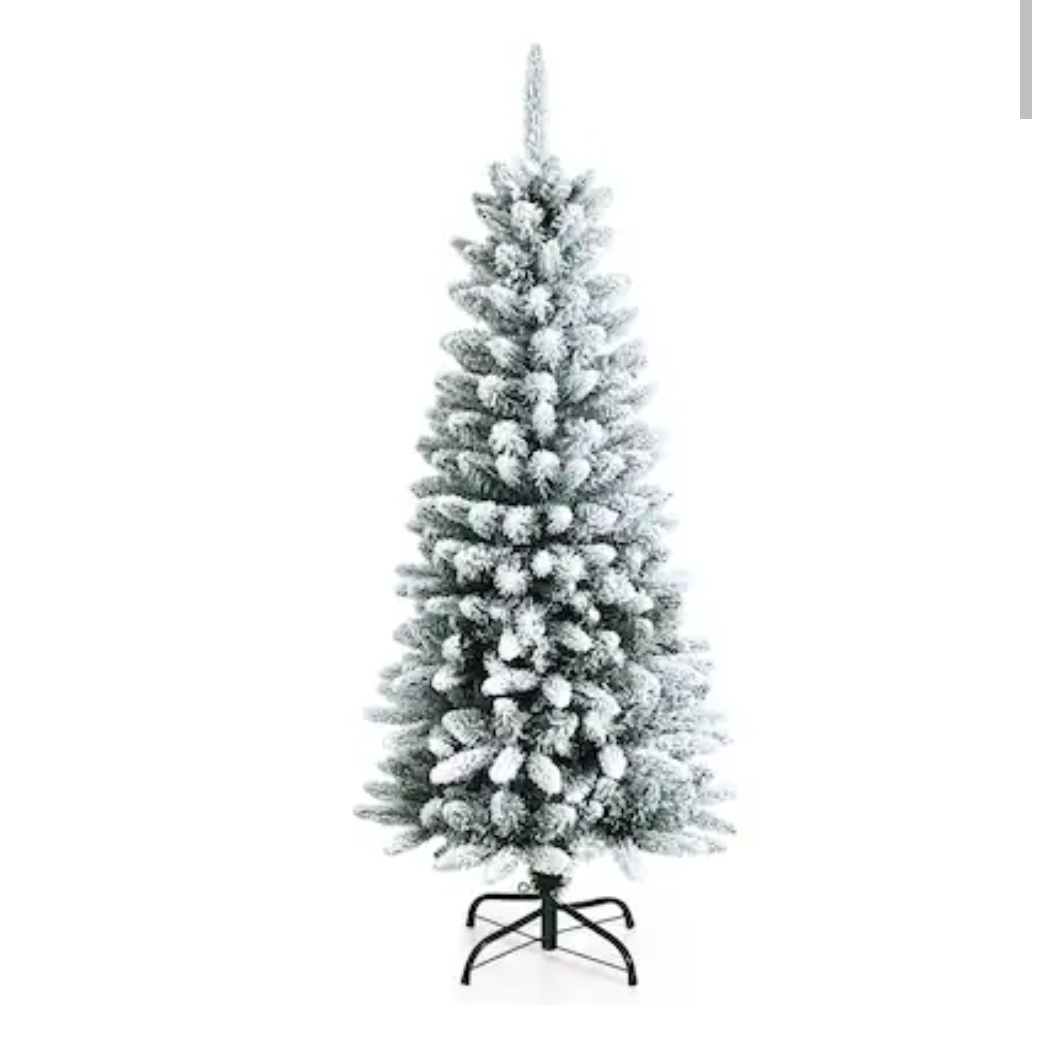 4.5-ft Pencil White Artificial Christmas Tree