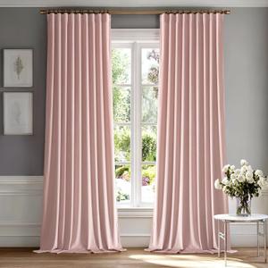 MIULEE Baby Pink Velvet Curtains 84 inches 2 Panels - Luxury Room Darkening Window Drapes for Bedroom Living Room Thermal Insulated Super Soft Blackout, Back Tab Rod Pocket Pinch Pleated, W52 x L84
