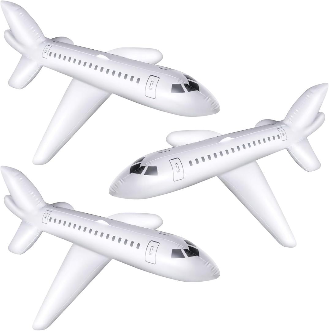 Syhood 6 Pcs 40 Inch White Large Inflatable Airplane Balloon Aviation Themed for Outdoor Birthday Party Gifts Swimming Pool Decorations Toys (40 Inch)
