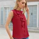 siliteelon Womens Sleeveless Button Down Shirts for Women Round Neck Sleeveless Button Up Tops 2026 Summer Formal Blouses (Red, L)
