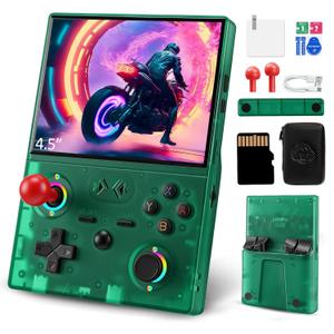 XF45V Retro Handheld Game Console, 4.5 Inch IPS HD Screen, Built-in 20,000+ Classic Games, 30+ Emulators, Portable Hand Held Open Source Linux System, 4000mAh Battery Retro Gaming Console(Green)