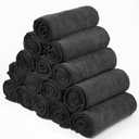 Shimeyao 24 Pack Bleach Proof Towels Microfiber Absorbent Resistant Hair Hand Towels Bulk Quick Dry for Barber Gym Bath Spa Shaving (Black,16 x 29 Inch)