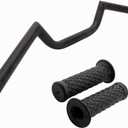 AnXin Motorcycle 7/8'' 22MM Handlebar with Rubber Handlebar Grips Cafe Racer Ace Clubman Style Handlebars Universal for Bobber Custom Application Black
