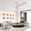 TALOYA 52 Inch Ceiling Fans with Lights Led Remote Control Low Profile Flush Mount for Living Room Bedroom Outdoor Patio,DC Motor,Reversible,Dimmable,Buzzer ON/Off,White, 8.66 inches