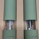 LARS NYSM Electric Salt and Pepper Grinder Set I Automatic Salt and Pepper Mills with Adjustable Ceramic Grinder I USB Rechargeable Electric Spice Mill Set with LED Light (Sage Green)