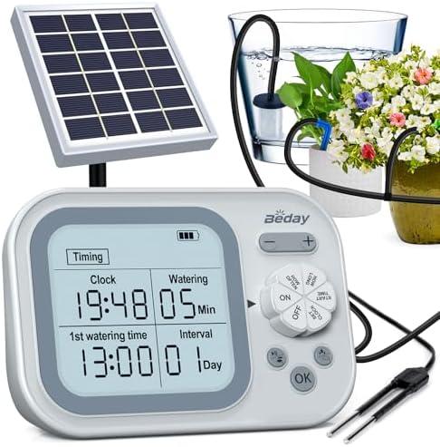 Solar Automatic Drip Irrigation System Houseplant Auto Self Watering Device Waterer for 15 Potted Plants Outdoor Indoor Garden Balcony Vacation While Away