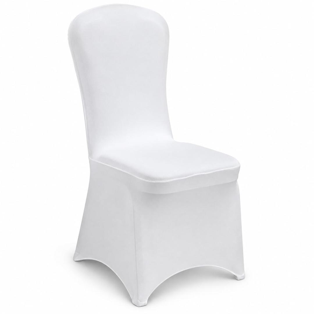 50 Pcs White Washable Removable Universal for Wedding Party Dining Banquet Polyester Spandex Stretch Slipcovers Chair Covers