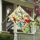 Louise Maelys Spring Garden Flag Cardinal Floral Tree Butterfly Double Sided 28x40 Inch Summer Seasonal Welcome Large Burlap Holiday Yard Sign Outdoor Outside Home Decor