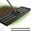 Lawn Leveling Rake for Yard Soil with 7 Feet Adjustable Handle Lawn Leveler, Heavy Duty Yard Leveling Rake Tool Anti-Flip for Soil Golf Courses/Yard Rakes for Lawns (17"x10" rake)