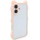 MC Fashion for iPhone 16 Case, Cute 3D Bear Ear Design Slim Bumper Cover, Shockproof Soft TPU Case (Pink)