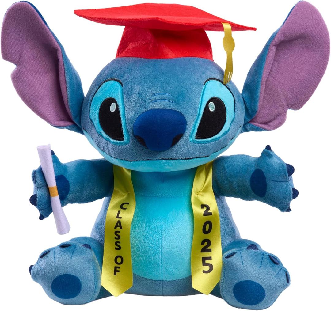 Disney Stitch Class of 2025 Graduation 13-inch Large Plush Stitch Stuffed Animal. Blue, Alien, Kids Toys for Ages 2 Up by Just Play