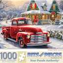 Bits and Pieces 1000 Piece Puzzles for Adults - Large 20" x 27" Jigsaw Puzzles 1000 Pieces Christmas Vintage Red Truck, No 2 Pieces Alike, Winter Drive