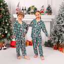 ANGELGGH Family Christmas PJs Matching Sets Long Sleeve Festival Party Pajamas Holiday Warm Sleepwear Couples Button Loungewear (Women, L, Green Canes Santa)